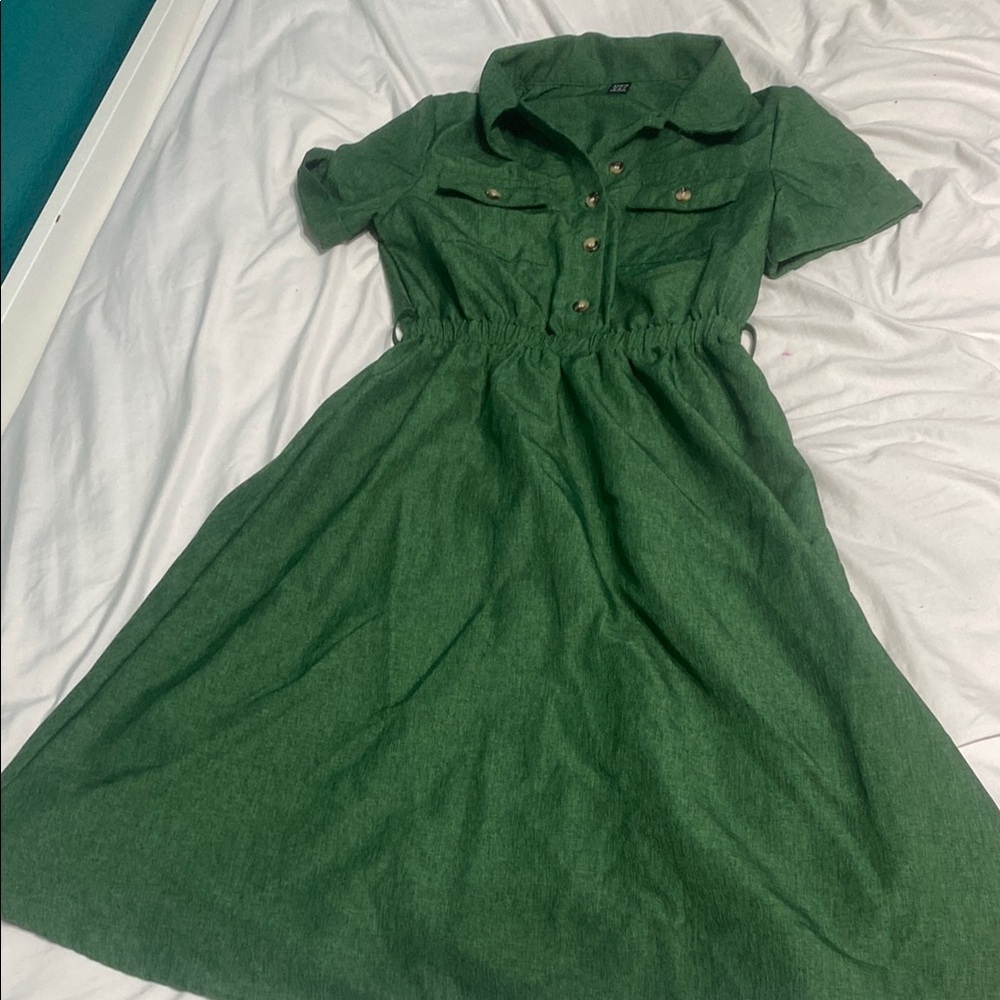 Green Button-Up Dress